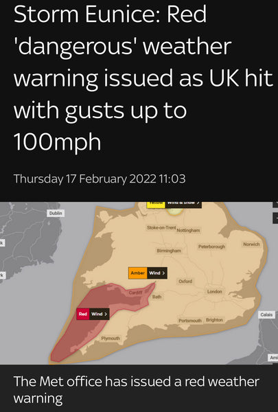 Storm Eunice Update Shuting down Friday 18th 2022